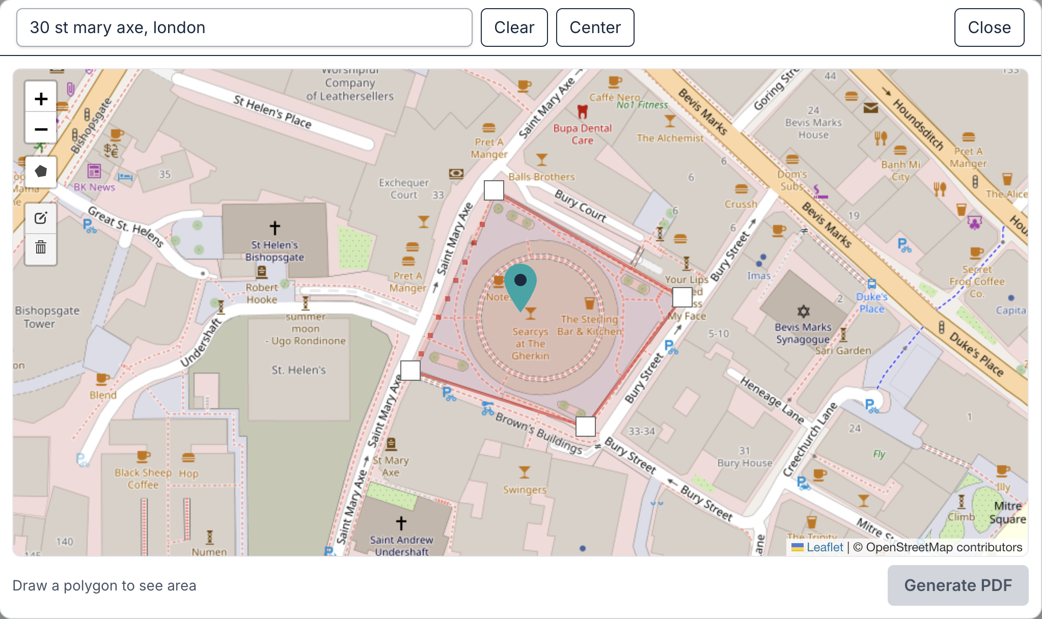 Map screen with site boundary